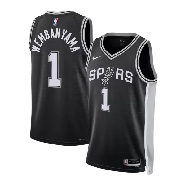 Men's San Antonio Spurs Wembanyama #1 Black Swingman Jersey - Icon Edition - thejerseys