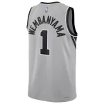 Men's San Antonio Spurs Wembanyama #1 Gray Swingman Jersey - Statement Edition - thejerseys