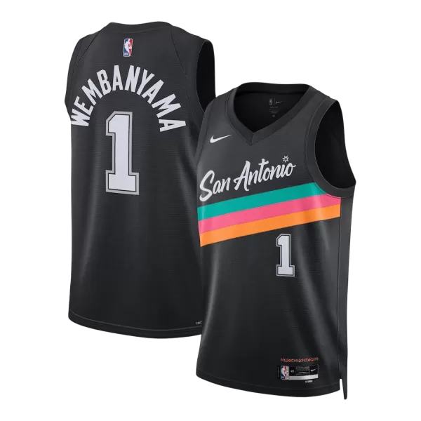 Men's San Antonio Spurs Wembanyama #1 Black Swingman Jersey 2025/26 - City Edition - thejerseys