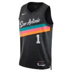 Men's San Antonio Spurs Wembanyama #1 Black Swingman Jersey 2025/26 - City Edition - thejerseys