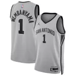 Men's San Antonio Spurs Wembanyama #1 Gray Swingman Jersey - Statement Edition - thejerseys