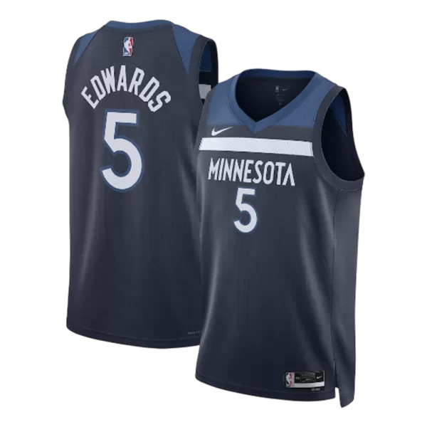 Men's Minnesota Timberwolves EDWAROS #5 Navy Swingman Jersey 2026 - Icon Edition - thejerseys