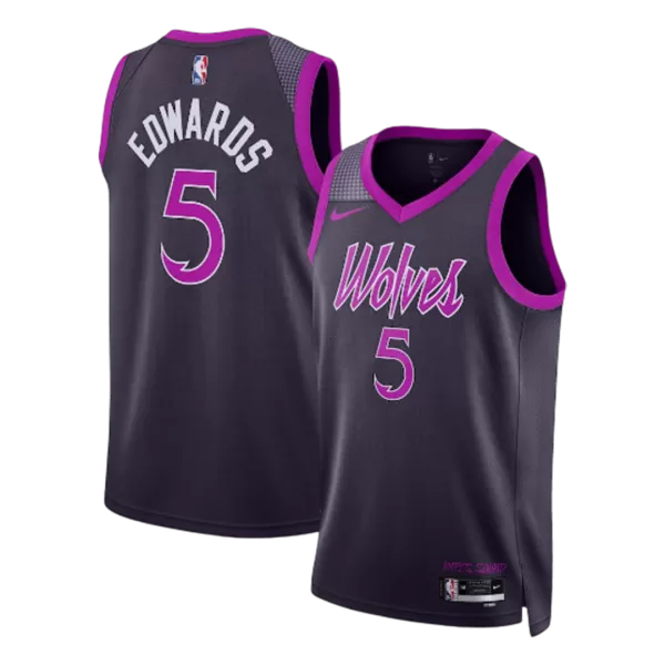 Men's Minnesota Timberwolves EDWAROS #5 Purple Swingman Jersey 2026 - City Edition - thejerseys