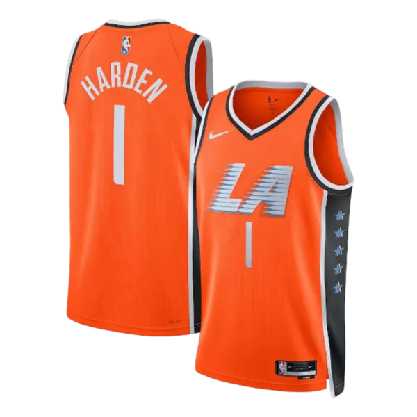 Men's Los Angeles Clippers Harden #1 Orange Swingman Jersey 2025/26 - City Edition - thejerseys