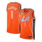 Men's Los Angeles Clippers Harden #1 Orange Swingman Jersey 2025/26 - City Edition - thejerseys