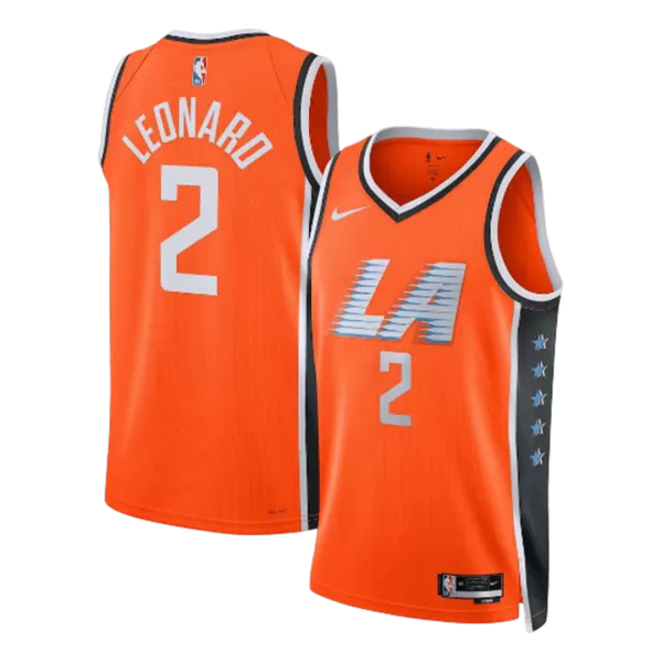 Men's Los Angeles Clippers Leonard #2 Orange Swingman Jersey 2025/26 - City Edition - thejerseys