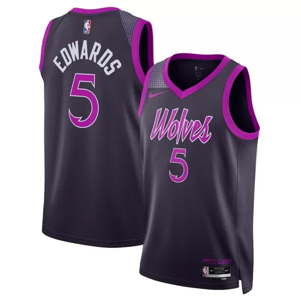 Men's Minnesota Timberwolves EDWAROS #5 Purple Swingman Jersey 2026 - City Edition - thejerseys