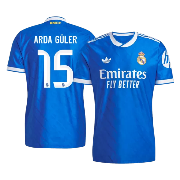 ARDA GÜLER #15 Authentic Real Madrid Third Away Soccer Jersey 2025/26 Blue - thejerseys