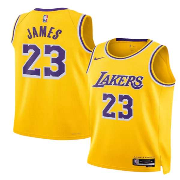 Men's Los Angeles Lakers JAMES #23 Yellow Swingman Jersey 2025/26 - Icon Edition - thejerseys