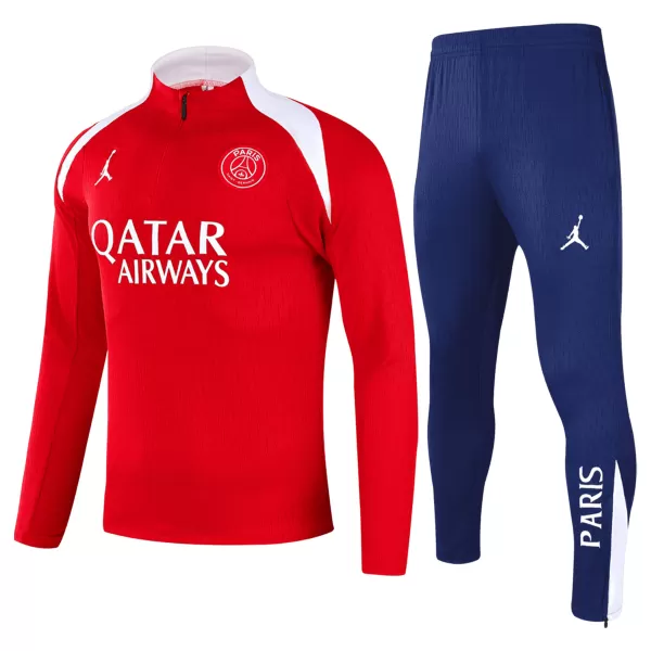 PSG 1/4 Zipper Sweat Kit(Top+Pants) Red 2025/26 - thejerseys