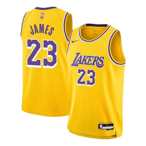 Men's Los Angeles Lakers JAMES #23 Yellow Swingman Jersey 2025/26 - Icon Edition - thejerseys