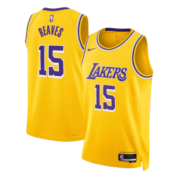 Men's Los Angeles Lakers REAVES #15 Yellow Swingman Jersey 2025/26 - Icon Edition - thejerseys