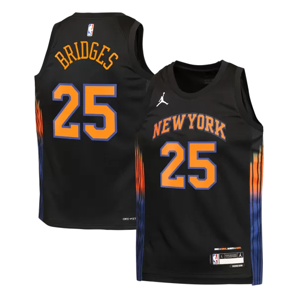 Men's New York Knicks BRIDGES #25 Black Swingman Jersey - Statement Edition - thejerseys