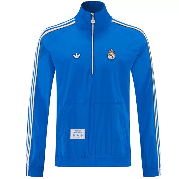 Real Madrid 1/2 Zipper Windbreaker Jacket Blue 2026 - thejerseys