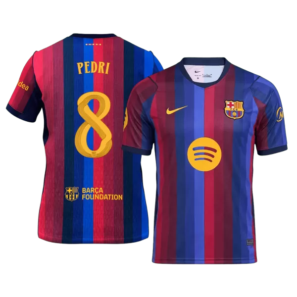 PEDRI #8 Men Fan 26/27 Barcelona Home Soccer Jersey Short Sleeve Blue&Garnet - UCL - thejerseys