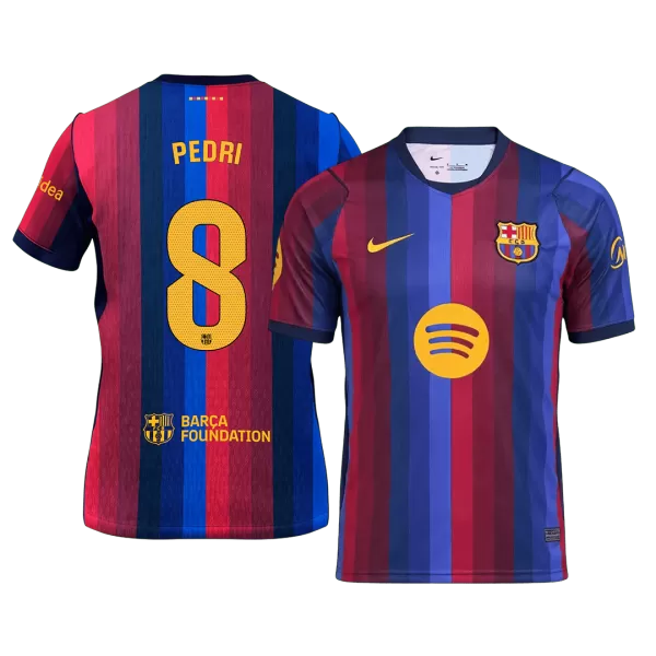 PEDRI #8 Men Fan 26/27 Barcelona Home Soccer Jersey Short Sleeve Blue&Garnet - thejerseys