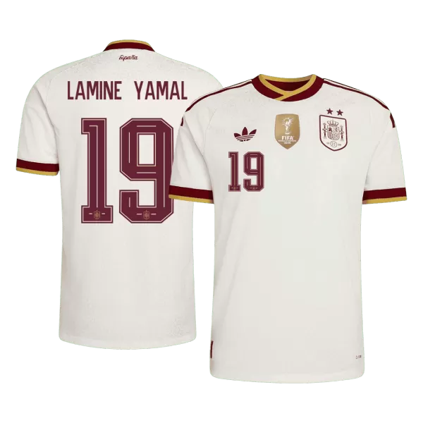 LAMINE YAMAL #19 Player Version Spain Champion Edition Away Soccer Jersey World Cup 2026 White - thejerseys