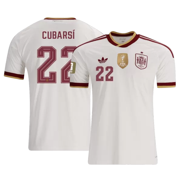CUBARSÍ #22 Player Version Spain Champion Edition Away Soccer Jersey World Cup 2026 White - thejerseys