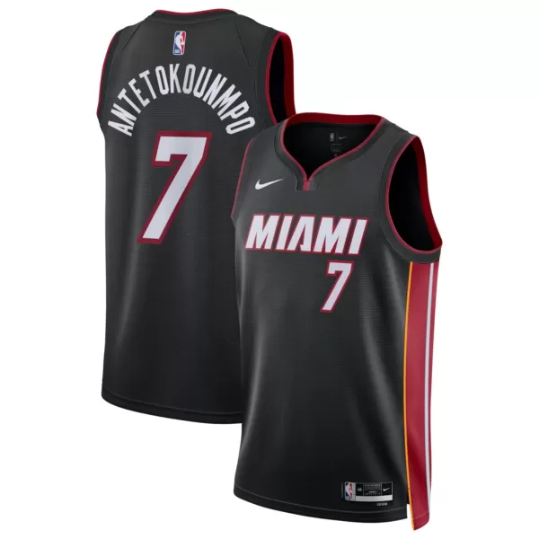 Men's Miami Heat Giannis Antetokounmpo #7 Black Swingman Jersey - Icon Edition - thejerseys