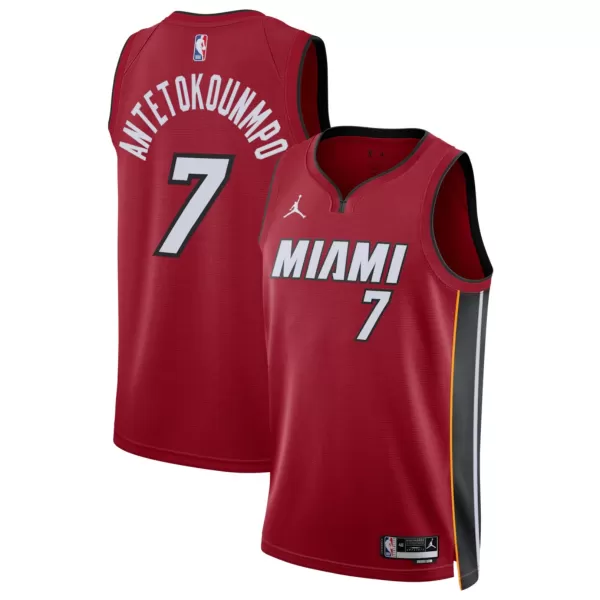 Men's Miami Heat Giannis Antetokounmpo #7 Red Swingman Jersey - Statement Edition - thejerseys