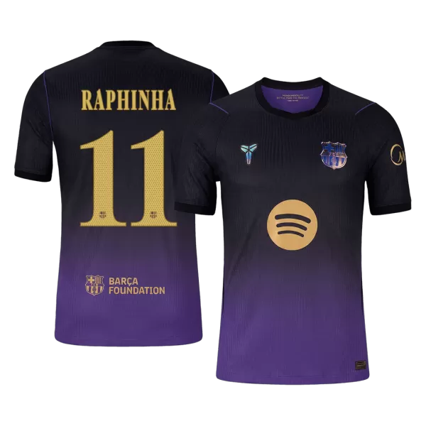 RAPHINHA #11 Player Version Barcelona x Kobe Bryant Away Soccer Jersey 2026/27 Black/Purple - UCL - thejerseys