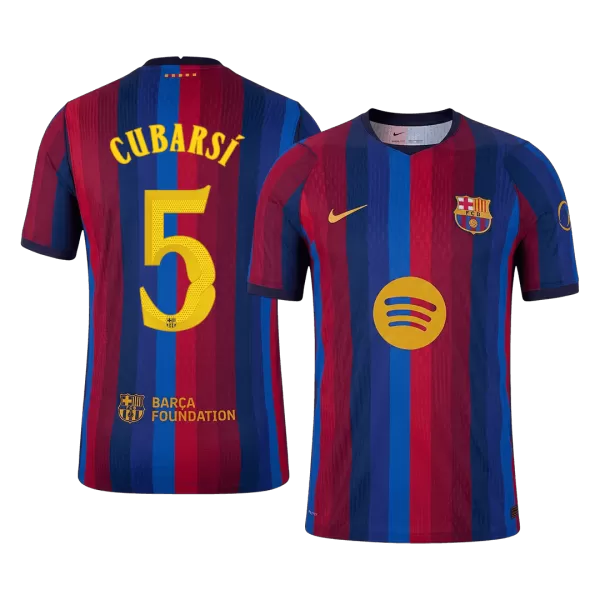 CUBARSÍ #5 Men Player Version Barcelona Home Soccer Jersey 2026/27 Red&Blue - UCL - thejerseys