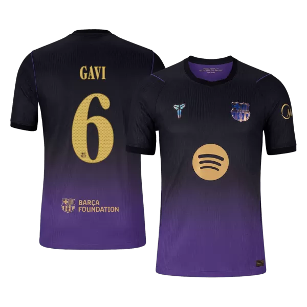 GAVI #6 Player Version Barcelona x Kobe Bryant Away Soccer Jersey 2026/27 Black/Purple - UCL - thejerseys