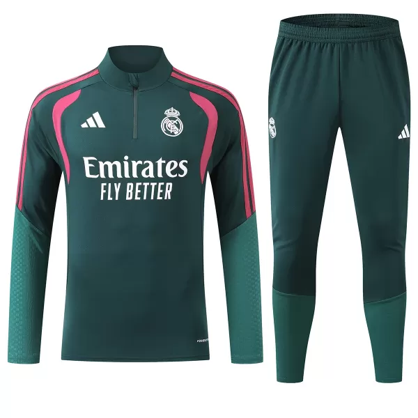 Real Madrid 1/4 Zipper Sweat Kit(Top+Pants) Green 2026/27 - thejerseys