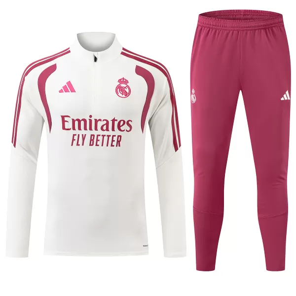 Real Madrid 1/4 Zipper Sweat Kit(Top+Pants) White 2026/27 - thejerseys