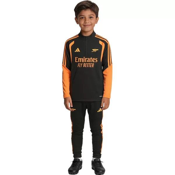 Kids Arsenal 1/4 Zipper Sweat Kit(Top+Pants) Black 2026/27 - thejerseys